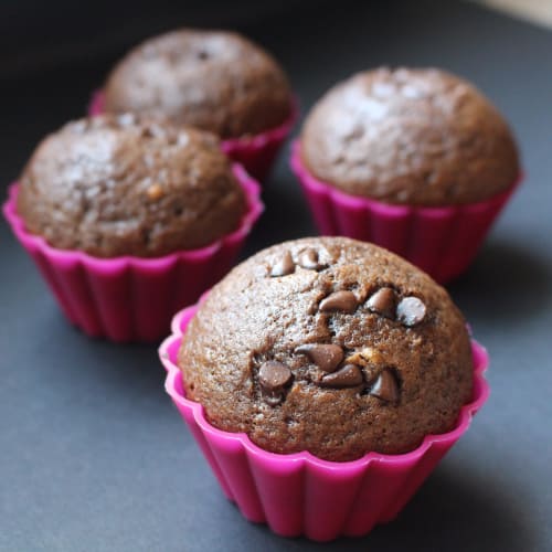 Cocoa muffins with chocolate drops