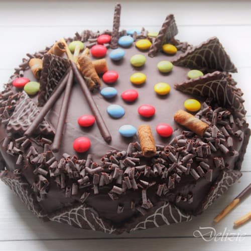 Birthday cake with chocolate sponge cake