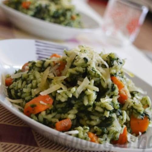 Risotto with spinach and carrots