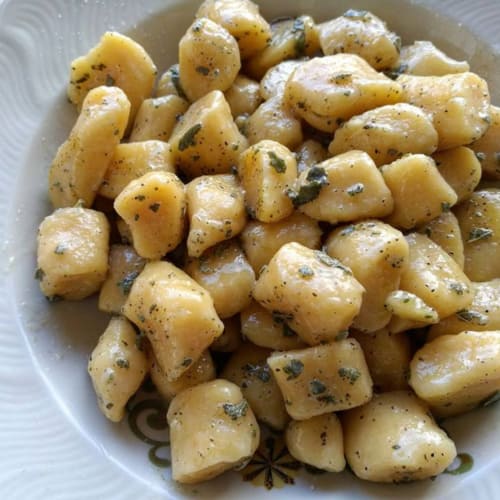 Calabaza gnocchi, patata y kamut