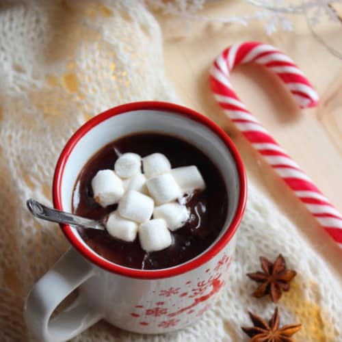 Prepared for hot chocolate in cup