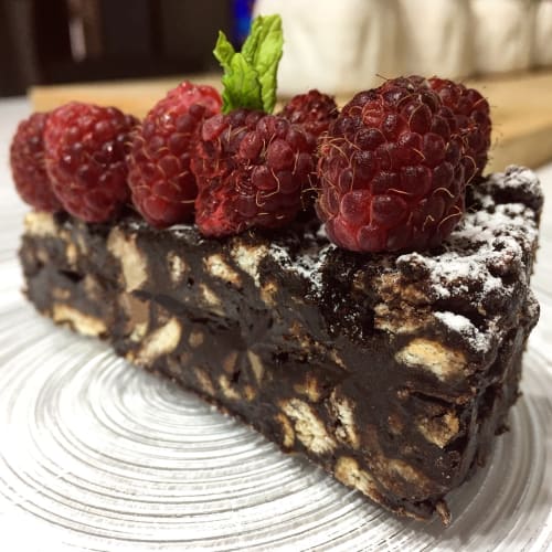 torta fría con cacao y galletas