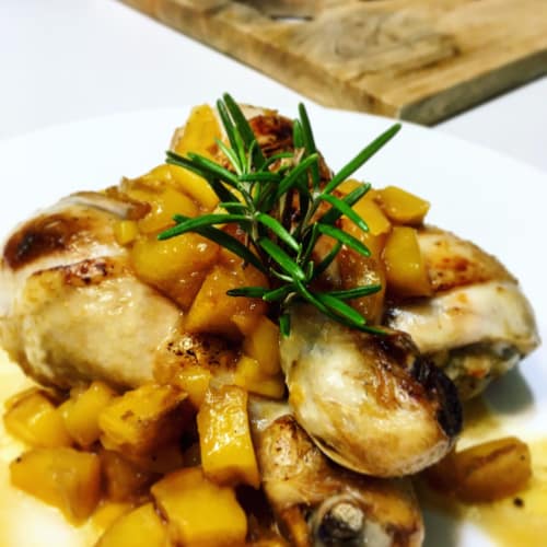 Husillos de pollo con mango