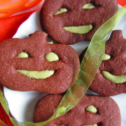 Calabazas en el cacao y el pistacho crema Receta de Halloween