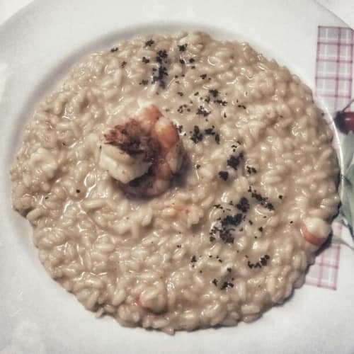 Risotto con té Earl Grey y camarones