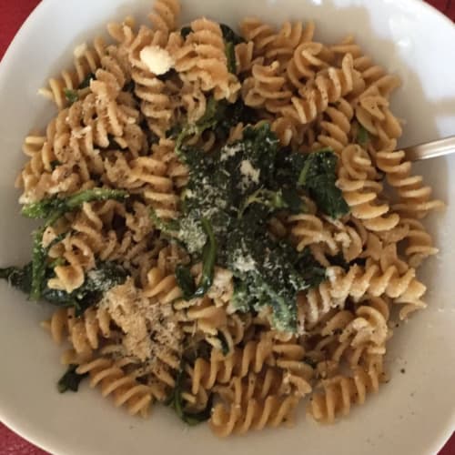 Fusilli integrali and chicory.