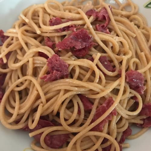 Spaghetti wholemeal with carbonara fit