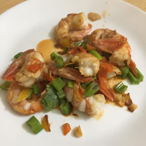 Prawns with whiskey and bergamot