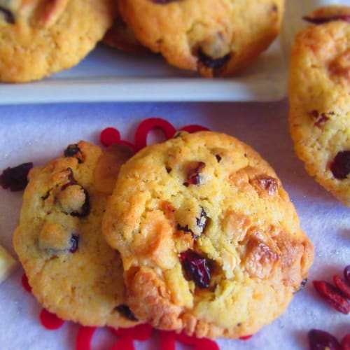 Cookies With Red Fruits And White Chocolate
