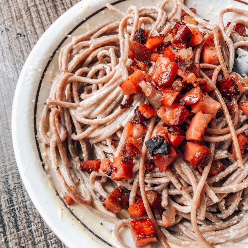 Speck and ricotta pasta