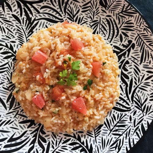 Risotto with pink grapefruit