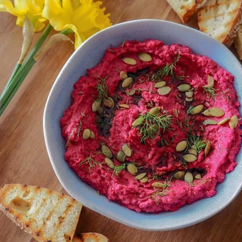 Cannellini bean and red beet hummus