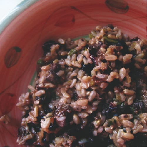 arroz integral con radicchio y frijoles negros