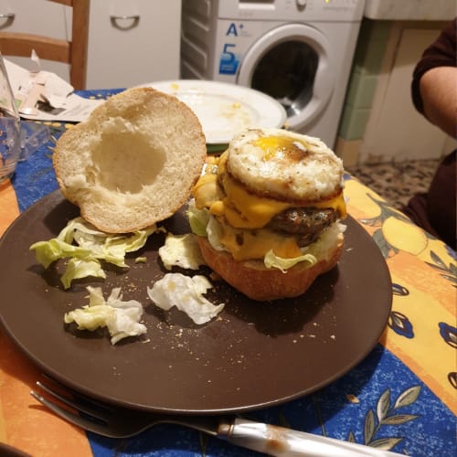 Double burger with egg