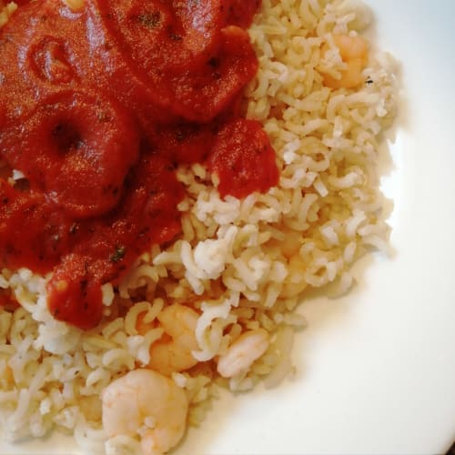 Rice and shrimp