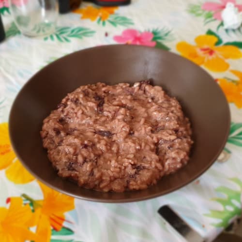 Risotto de radicchio y almendra