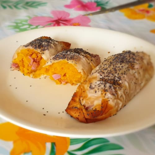 Rollos de pastelería filo ligero y sabroso.