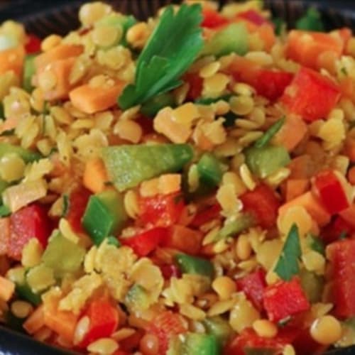 Fresh veg lentil salad