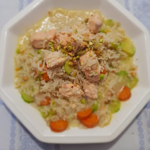 Arroz basmati con salmón