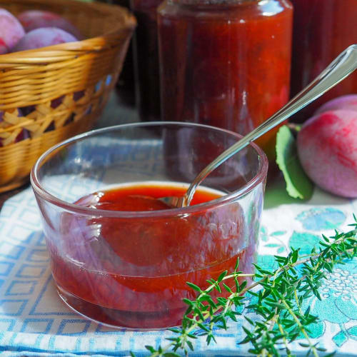 Plum jam and thyme