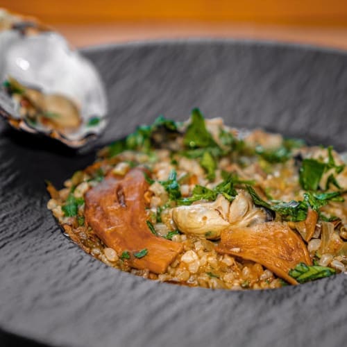 Brown Rice With Oysters And Porcini