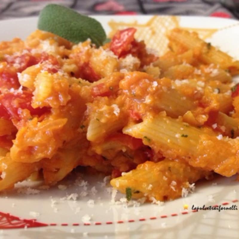 Penne con salsa de carne falsa y salvia