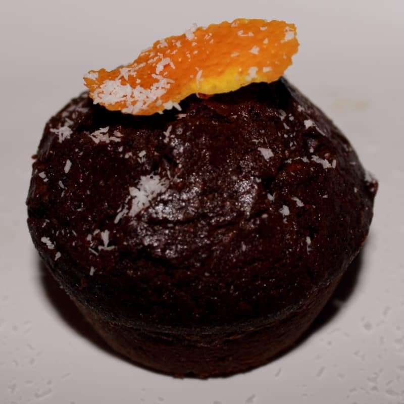 Chocolate muffin and orange