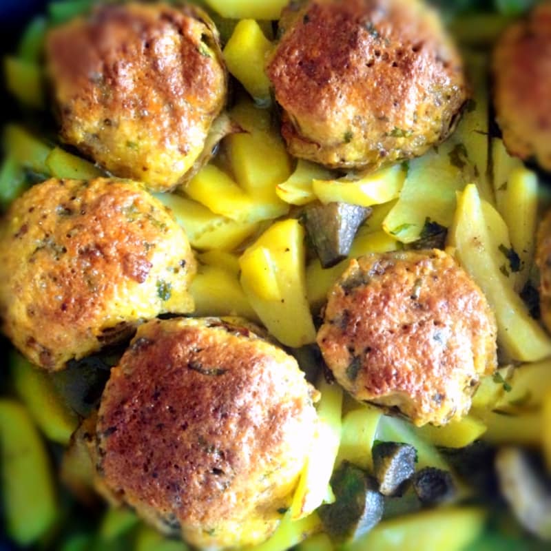 Stuffed artichokes and potatoes