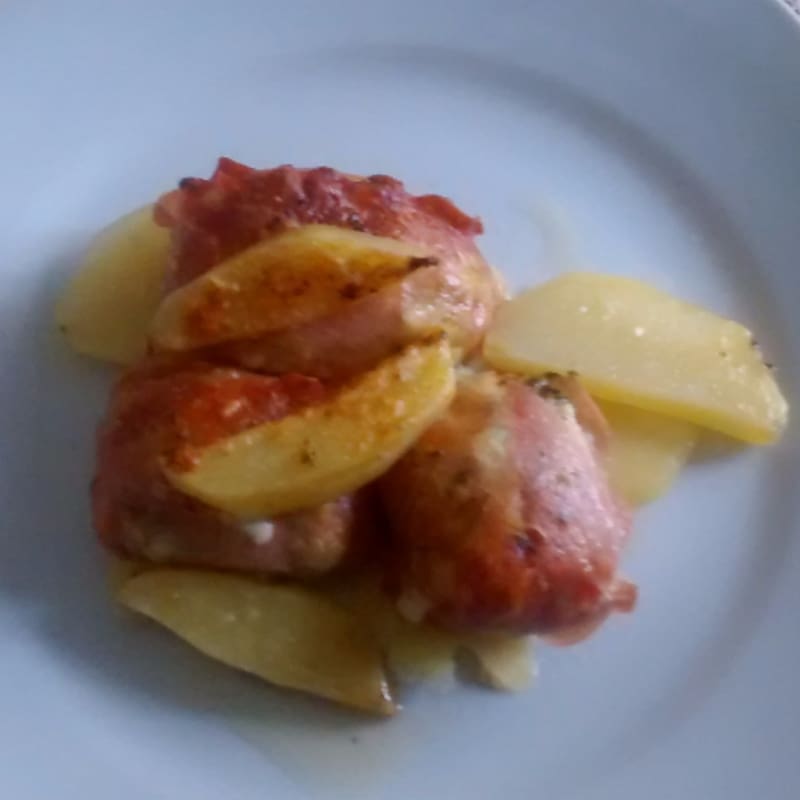 Braciolette di mortadella con contorno di patate