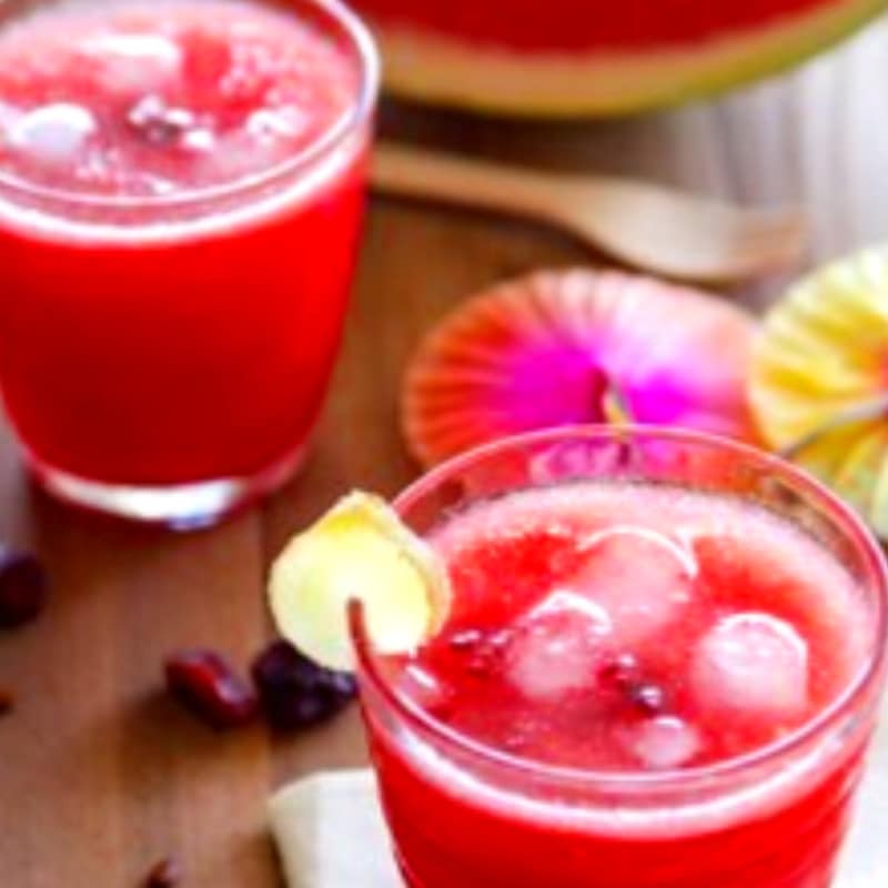 Watermelon Smoothie, ginger and cranberries