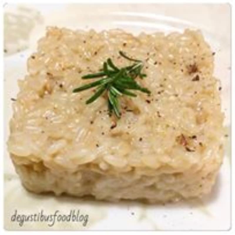 Risotto con peras, castañas y asiago