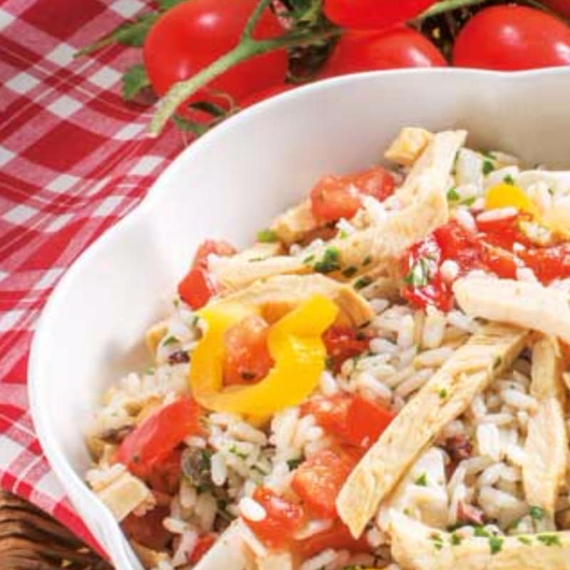 Arroz con pollo y verduras