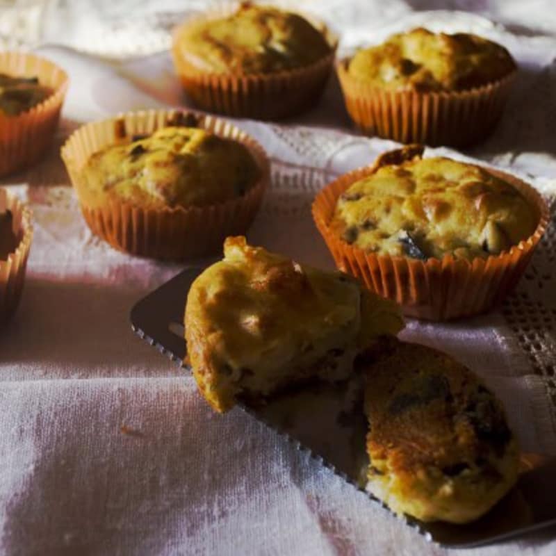 Muffin with savory eggplant and scamorza