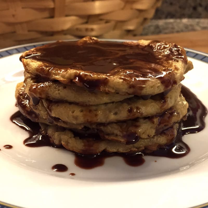 Pancake banana with melted chocolate