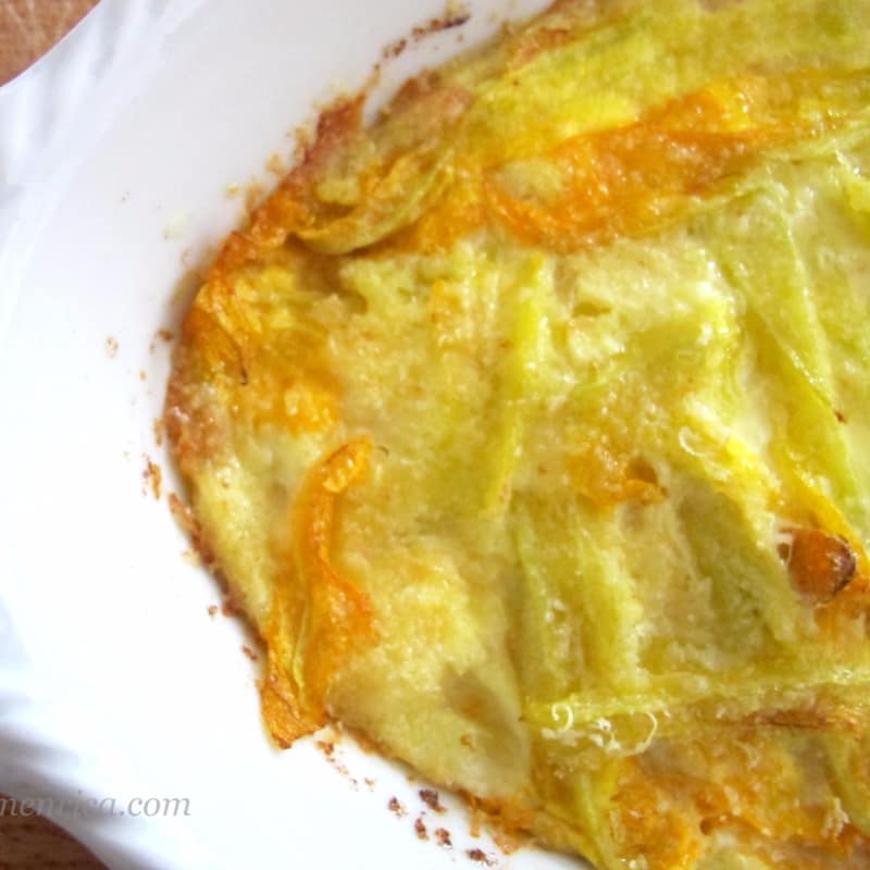 Zucchini flowers and smoked cheese