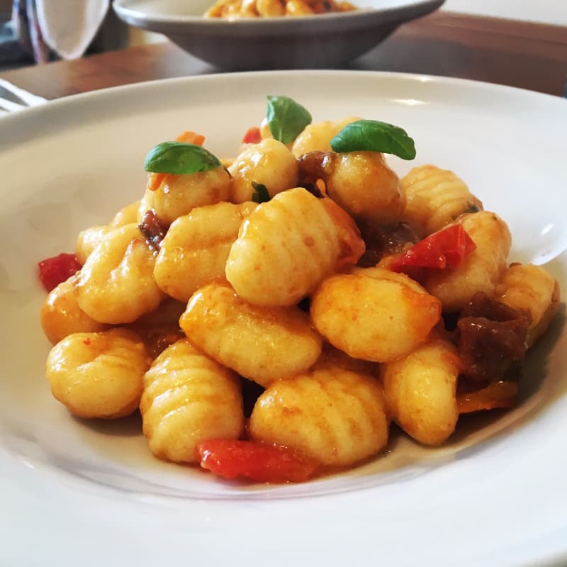 Gnocchi datterini and eggplant