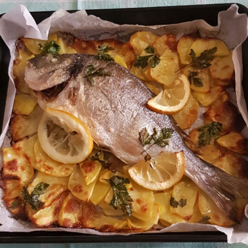 Sea bream baked