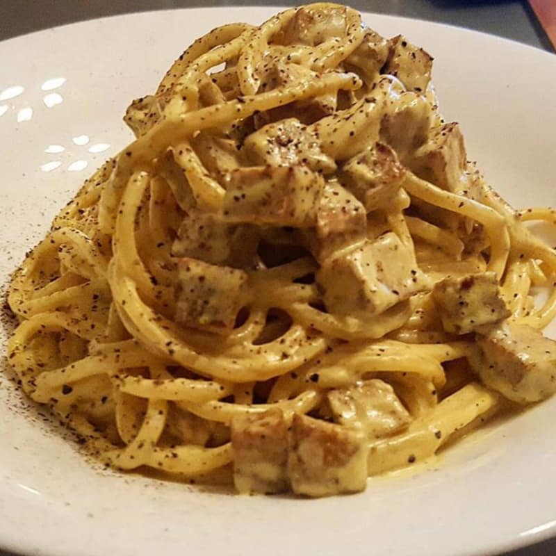 vegetariana Espagueti Carbonara