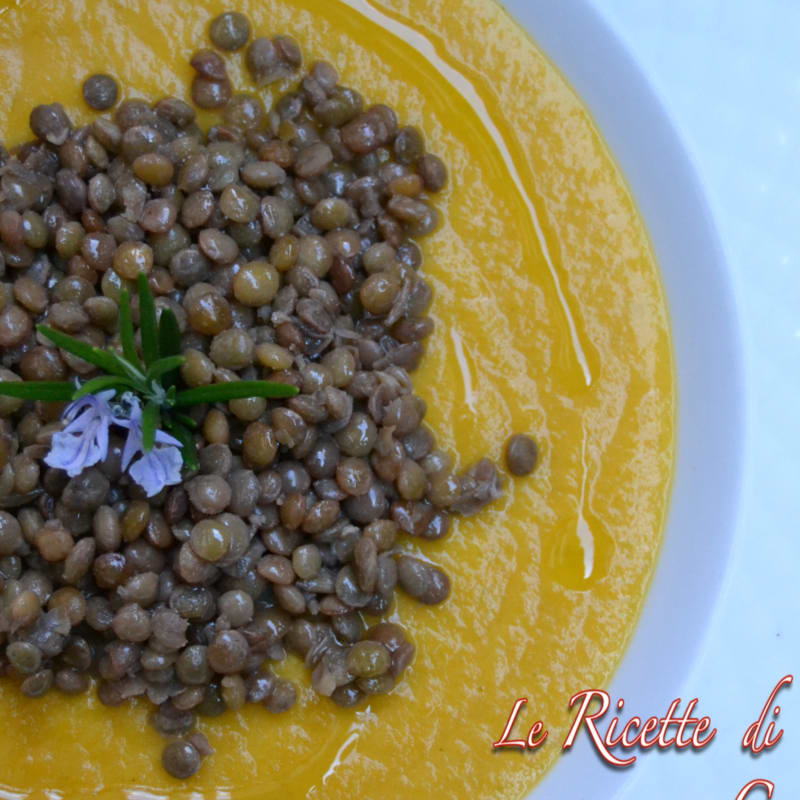 Crema de calabaza con lentejas