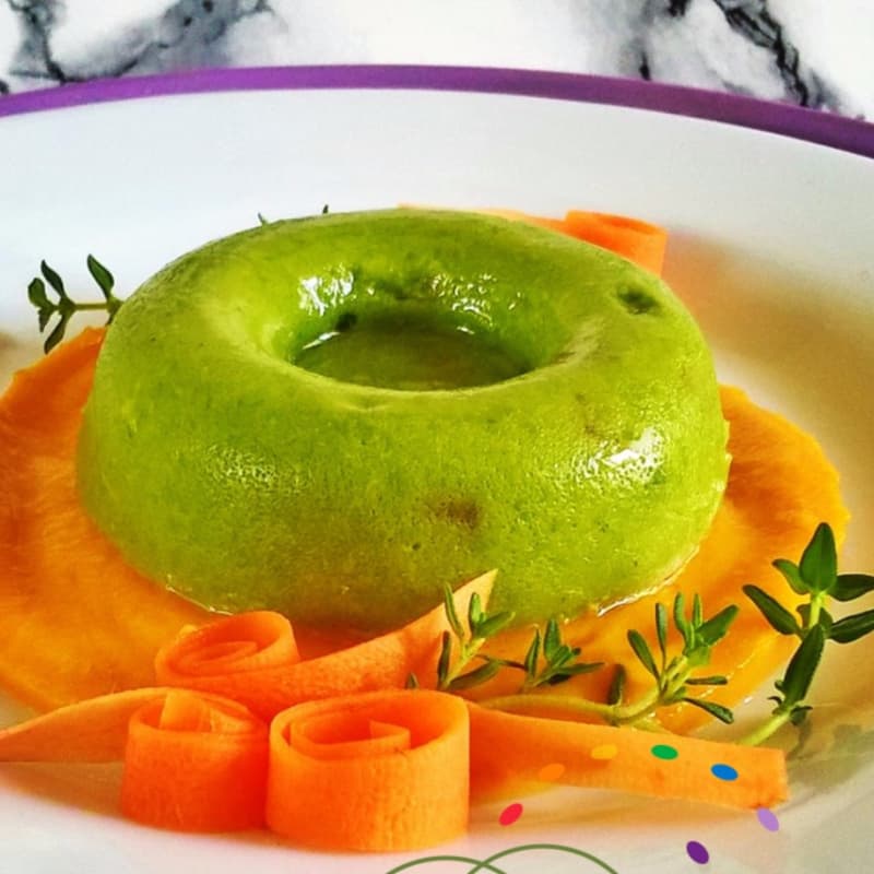 Vegan Flan of Peas with orange peel perfume