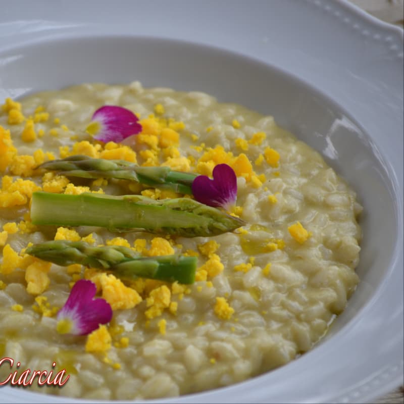 Risotto with asparagus and taleggio cream