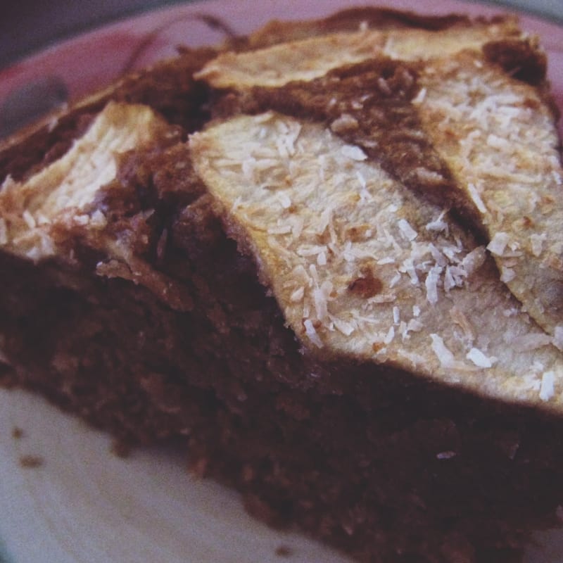 Tasty vegan cake with apples