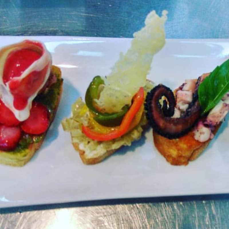 Trilogy of bruschettas and ensaladilla