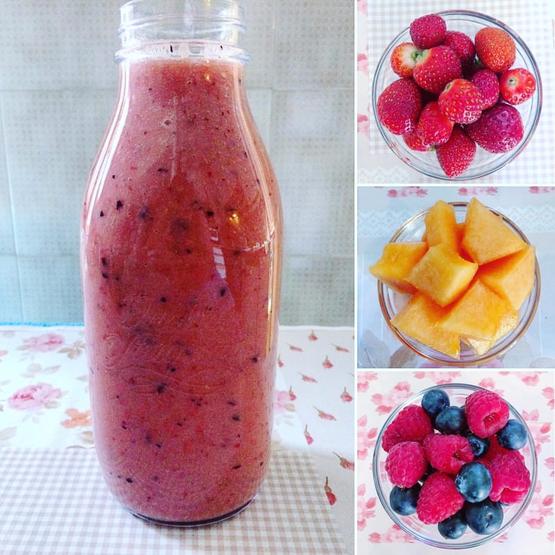 Smothie fragole, melone e frutti di bosco