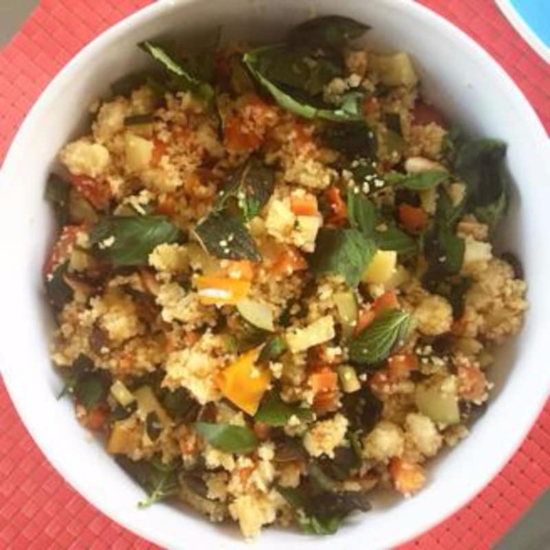 Salad with cous cous with mint