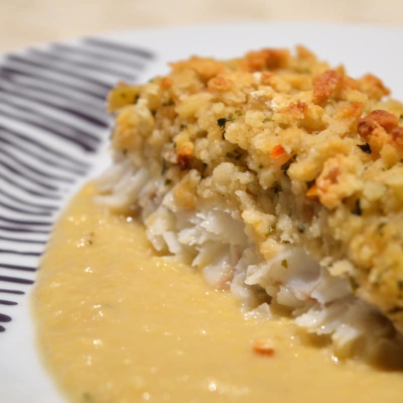 Bacalao gratinado con tomate y albahaca con garbanzos Frosta