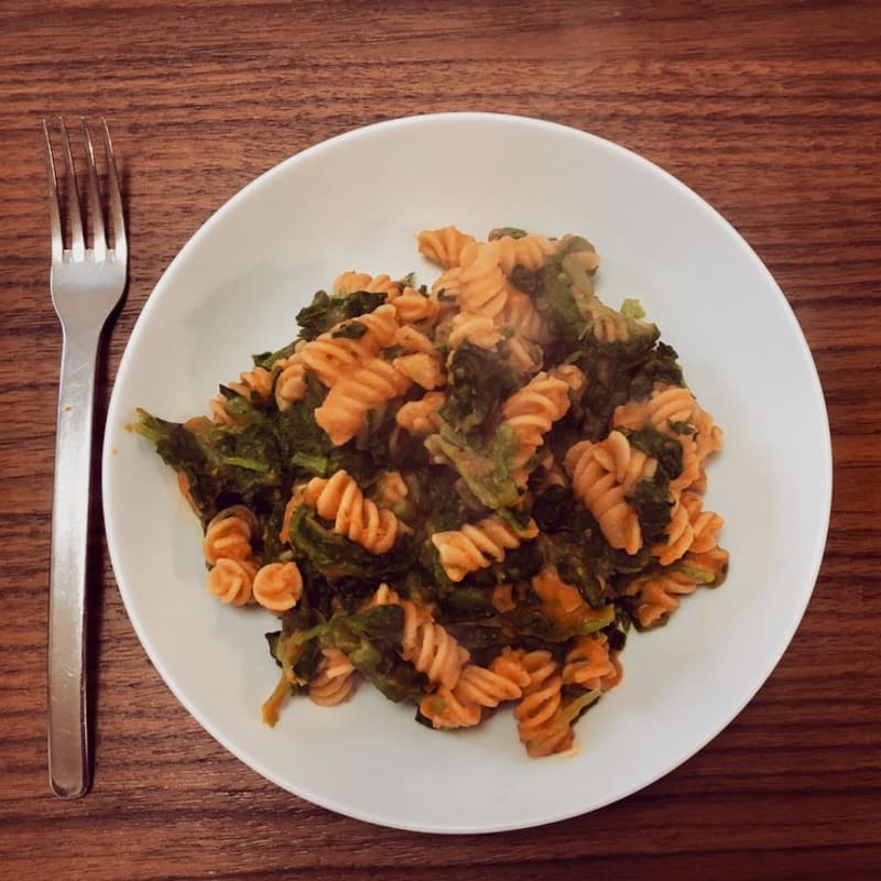 Pastas de calabaza y espinacas