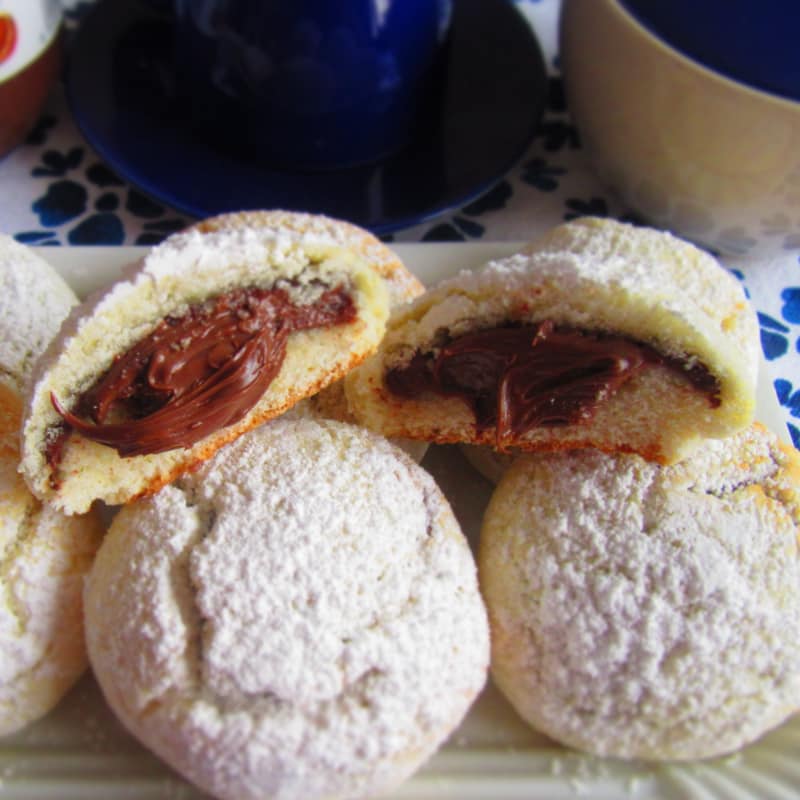 Trozos de queso con Nutella corazón