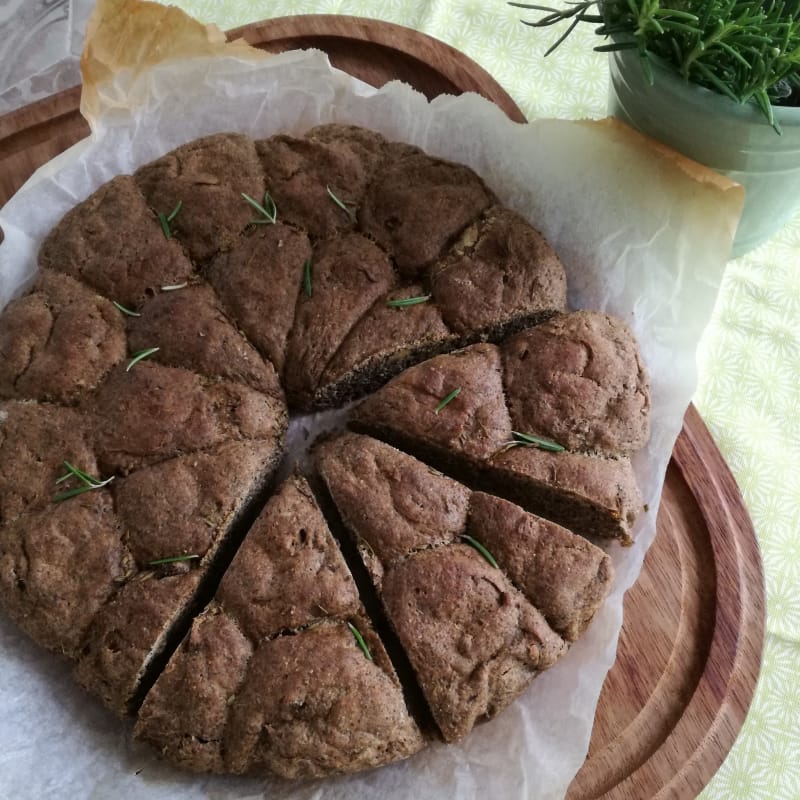 Rustic flat bread with hemp and olives