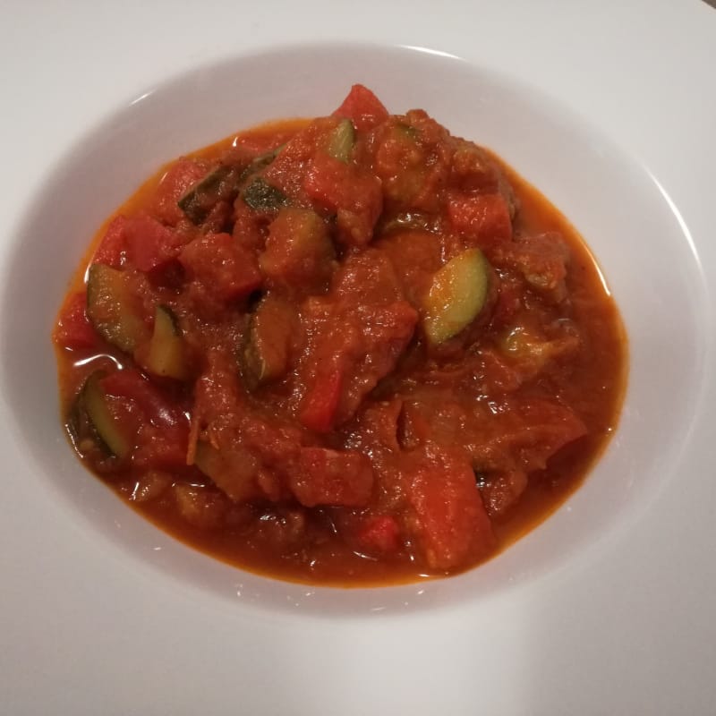 Veal stew and vegetables